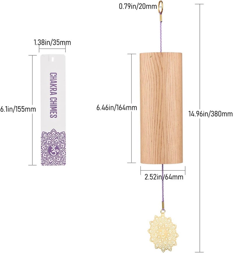 Mowind Chakra Chimes Natural Bamboo Wind Chimes Meditation Chord Windchime Wind Bell for Home Decoration Zen Mindfulness Crown Chakra - Image 2